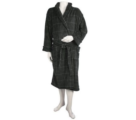 Stan Herman Printed Plush Mens Wrap Robe