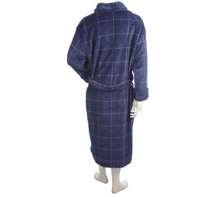 Stan Herman Printed Plush Mens Wrap Robe