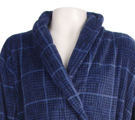 Stan Herman Printed Plush Mens Wrap Robe