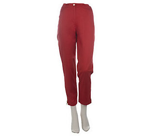Bob Mackies Fly Front Twill Ankle Pants with Side Zip