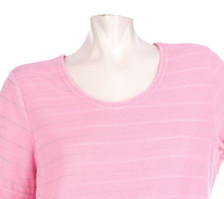 Sport Savvy Knit Terry Metallic Stripe Top and Pants Set