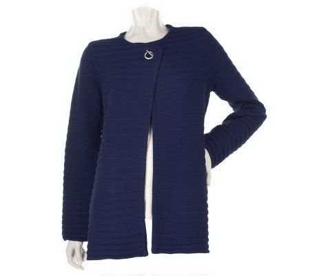 Denim & Co. Long Sleeve Horizontal Rib Cardigan - A220700