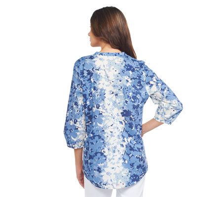Liz Claiborne New York Watercolor Floral Pleated Tunic