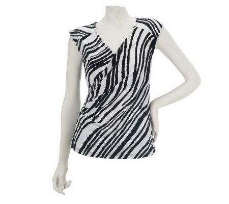 George Simonton Abstract Zebra Print Faux Wrap Top - A224100