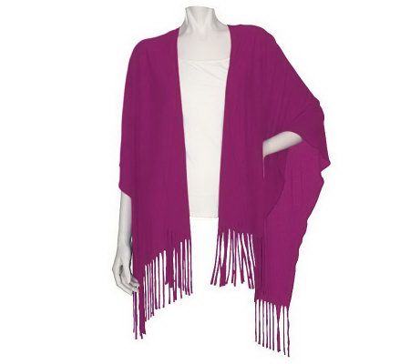 As Is Accessory Street Solid Knit JerseySelf Fringe Ruana - A225800