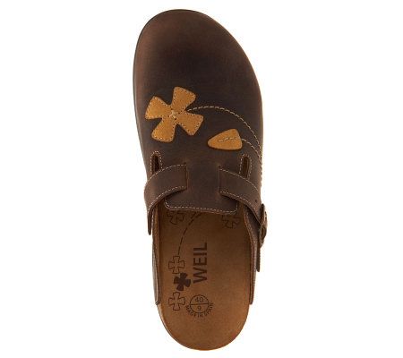 Weil by Orthaheel Deva Orthotic Leather Mule w/Floral Detail