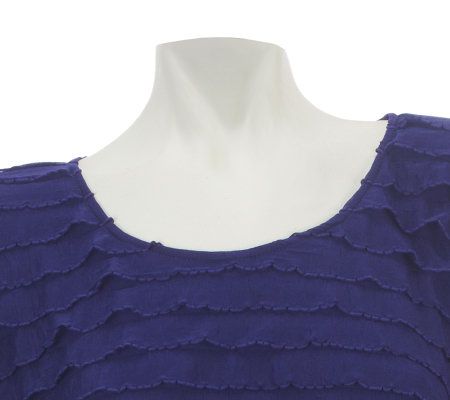 Attitudes by Renee Scoopneck Ruffle Top with Side Slits
