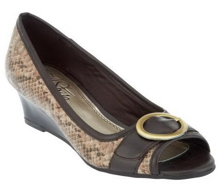 LifeStride Helena Peep Toe Wedge with Buckle Detail - A227700