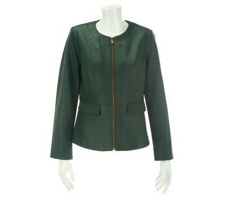 Kelly by Clinton Kelly Faux Leather Jacket with Printed Lining - A228500