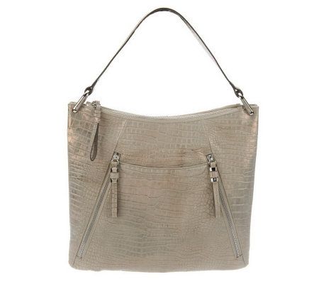 B. Makowsky Sun Washed Croco Embossed Leather Hobo Bag - A231000