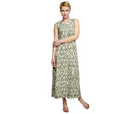 Denim & Co. Sleeveless V-Neck Tribal Print Maxi Dress - A232000