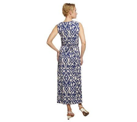 Denim & Co. Sleeveless V-Neck Tribal Print Maxi Dress