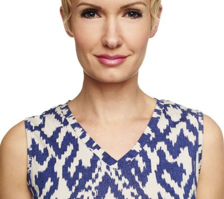 Denim & Co. Sleeveless V-Neck Tribal Print Maxi Dress