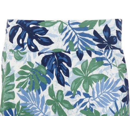 Denim & Co. Knit Pull-On Tropical Print Maxi Skirt