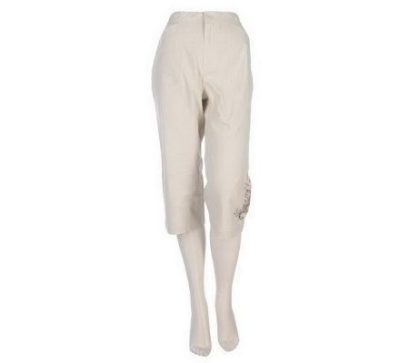 As Is Denim & Co. Classic Waist Print Capri Cargo Pants - A236500