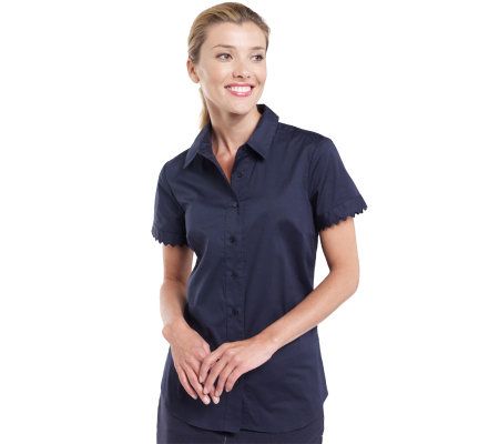 Isaac Mizrahi Live! Stretch Cotton Button Down Shirt - A201701