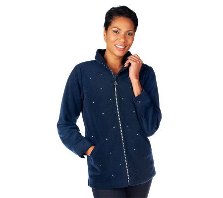 Quacker Factory Funnel Neck Zip Front Fleece Jacket - A210801