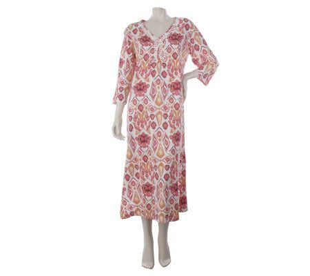 Stan Herman Geo Print 100Cotton Jersey Knit Caftan - A212701