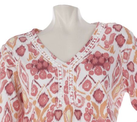 Stan Herman Geo Print 100Cotton Jersey Knit Caftan