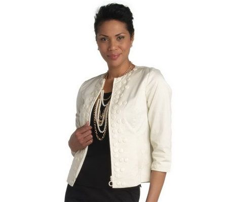Joan Rivers Disc Embellished Zip Front Jacket - A213801