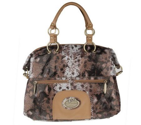 Malini Murjani Graffiti Snake Printed Leather Satchel - A214501