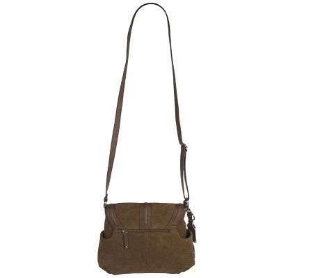 Tignanello Suede Crossbody Bag w/ Flap Closure