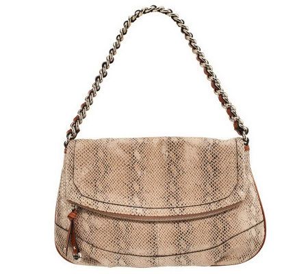 B. Makowsky Leather Shoulder Bag with Chain Detail - A224401
