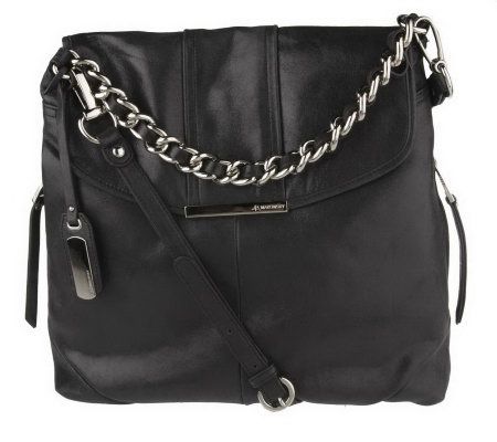 As Is B. Makowsky Vintage Leather Convertible Flap Hobo - A224501