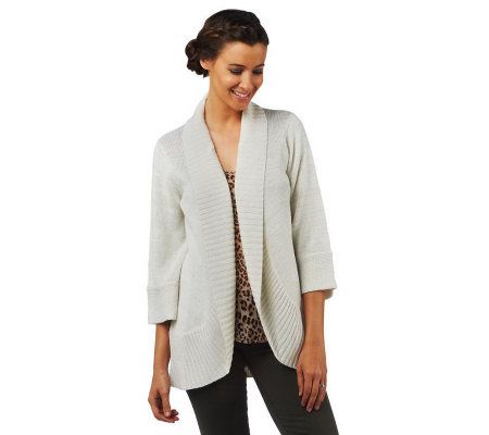 Luxe Rachel Zoe Cardigan with Rib Collar and Trim - A224901