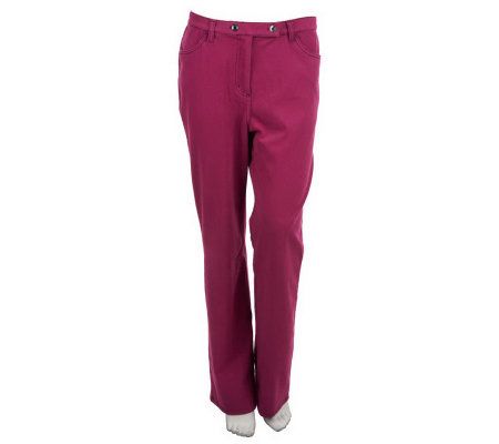 Bob Mackies Regular Smart Denim Fly Front Pants - A228201