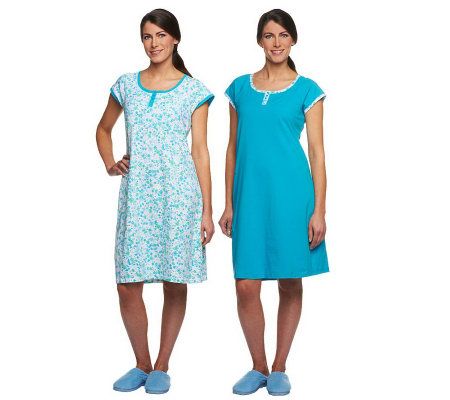 Carole Hochman Floral Garden 2 Pack Sleep Shirt Set with Shelf Bra - A230101