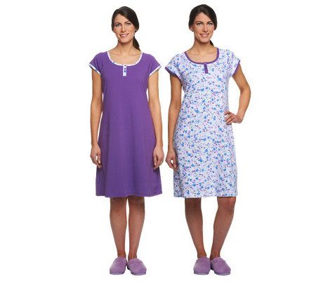 Carole Hochman Floral Garden 2 Pack Sleep Shirt Set with Shelf Bra - A230101