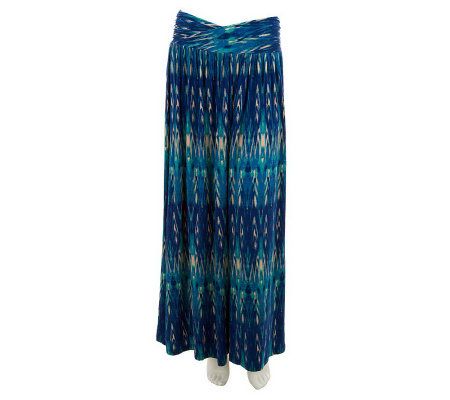 Belle Gray by Lisa Rinna Ikat Print Crossover Waist Maxi Skirt - A231401
