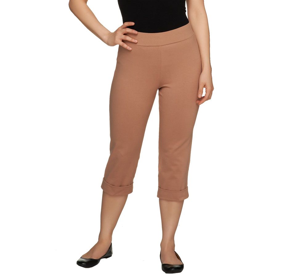 Women with Control Elastic Waist Capri Pants w/Cuff Detail - A231501