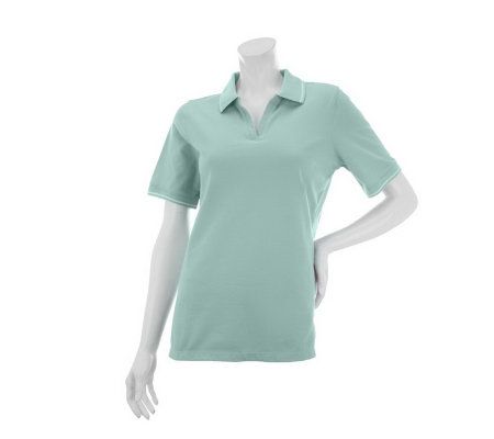Denim & Co. Essentials Short Sleeve Stretch Pique Polo - A232001