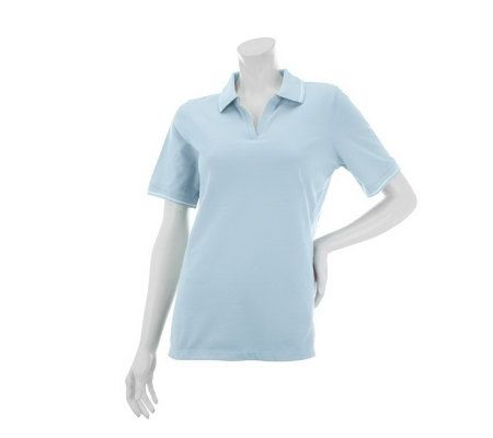 Denim & Co. Essentials Short Sleeve Stretch Pique Polo - A232001
