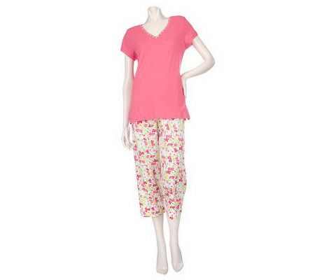 Carole Hochman Two Piece Floral Capri Pajama Set - A89101