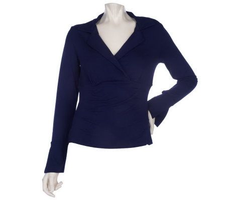 Julie Chaiken for Anonymity Collared Surplice Top with Seaming - A209302