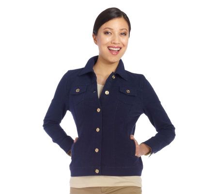Isaac Mizrahi Live! Knit Denim Button Front Jacket - A213902