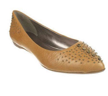 B. Makowsky Pointed Toe Ballet Flats w/ Studding Detail - A216202