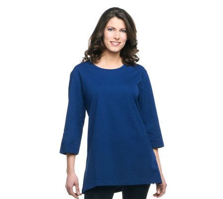 Denim & Co. Essentials 3/4 Sleeve Oversized Round Neck Tee - A217502