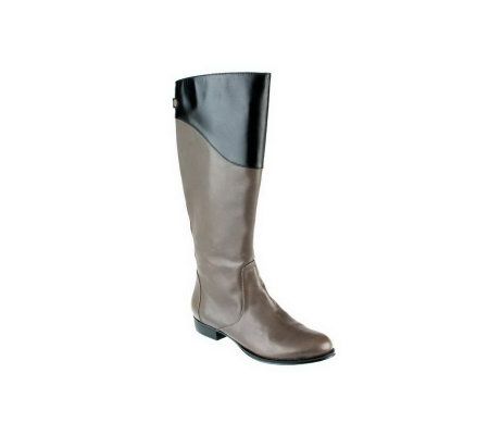 Isaac Mizrahi Live! Two Toned Smooth Leather Riding Boots - A218502