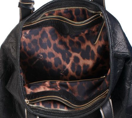 B. Makowsky Snake Embossed Leather Shopper with Zipper Pockets