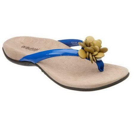 Orthaheel Fleur Orthotic Thong Sandals with Flower Detail - A221502