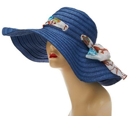 RUYI Crushable Straw Hat with Removable Scarf - A223502