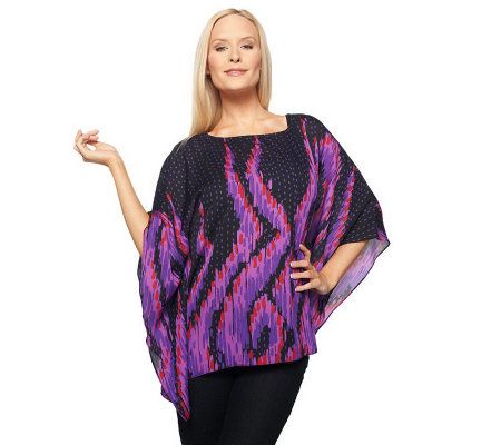 Bob Mackies Boat Neck Malibu Print Caftan Top - A226902
