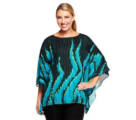 Bob Mackies Boat Neck Malibu Print Caftan Top - A226902