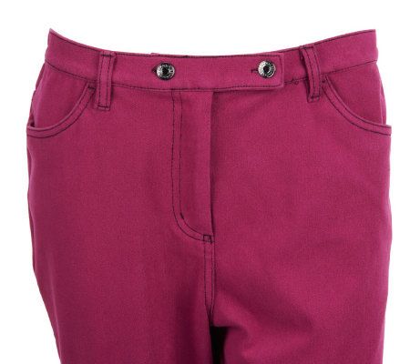 Bob Mackies Petite Smart Denim Fly Front Pants