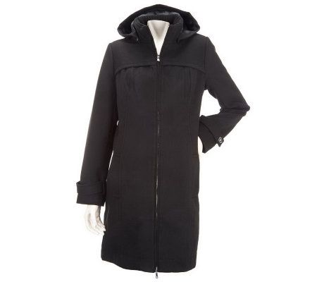 Isaac Mizrahi Live! Hooded Zip Front Melton Parka - A229302