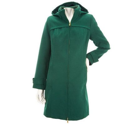 Isaac Mizrahi Live! Hooded Zip Front Melton Parka - A229302
